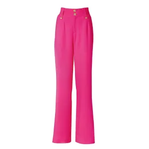 High Waisted Straight Linen Trouser