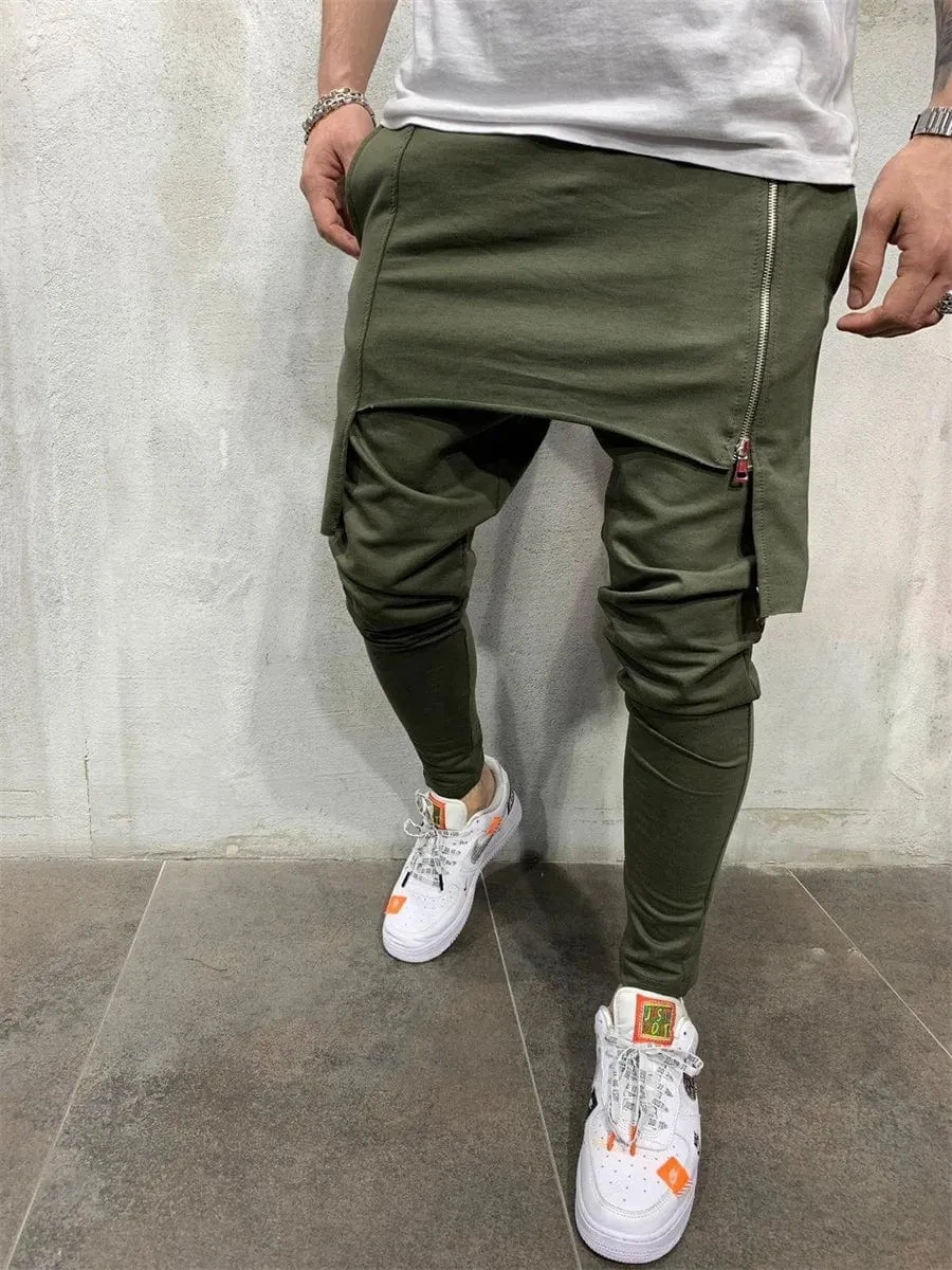 Hip Hop Trend Men's Trousers Slim Fit Streetwear Zipper Joggers