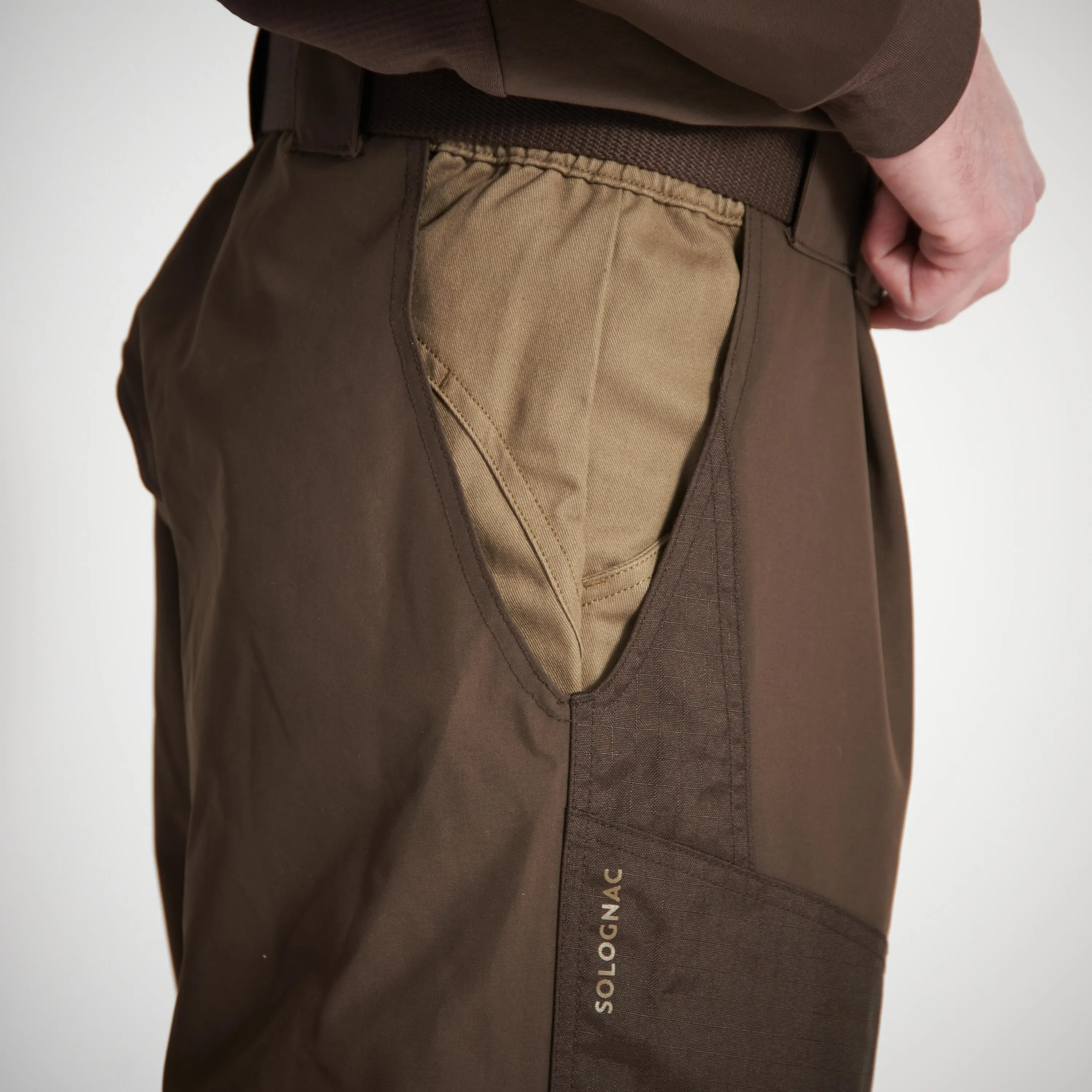 Hunting trousers Supertrack 500 waterproof brown SOLOGNAC, coffee brown