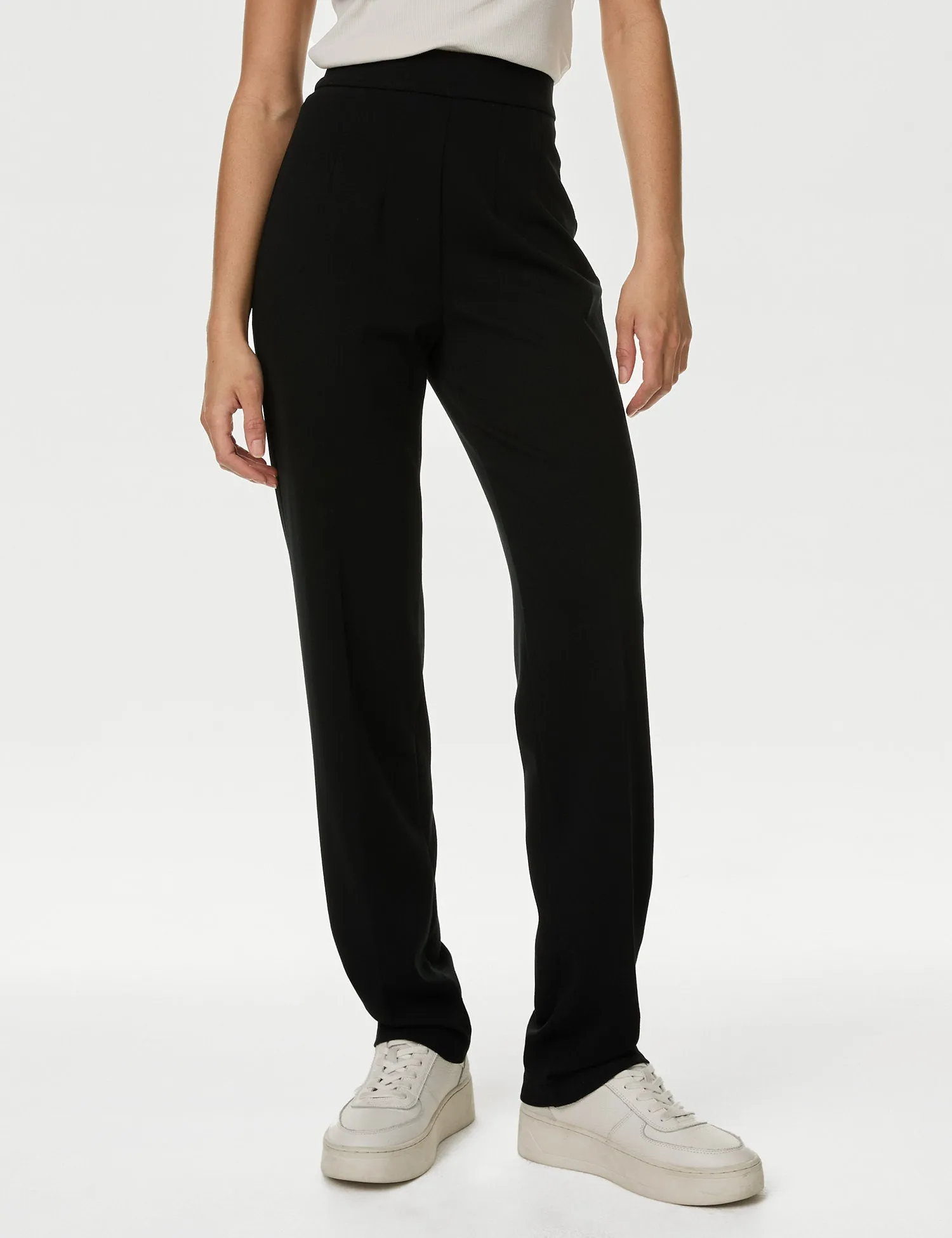 Jersey Straight Leg Trousers with Stretch