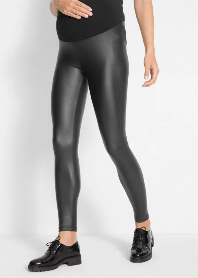 Leather-effect maternity leggings Bpc Bonprix Collection, black