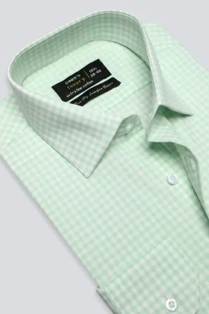 Light Green Gingham Check Formal Shirt