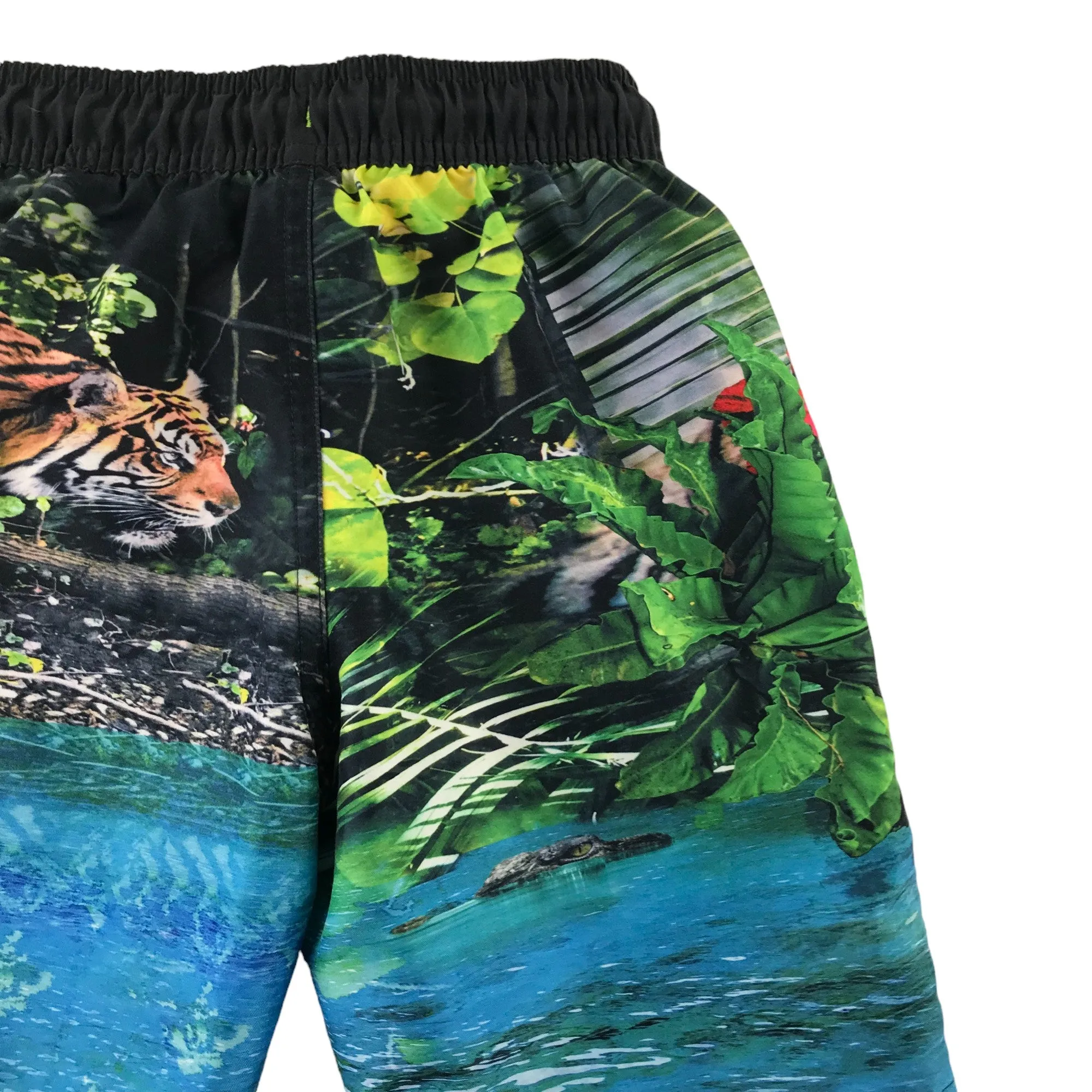 M&S swim trunks 4-5 years blue tiger jungle print shorts