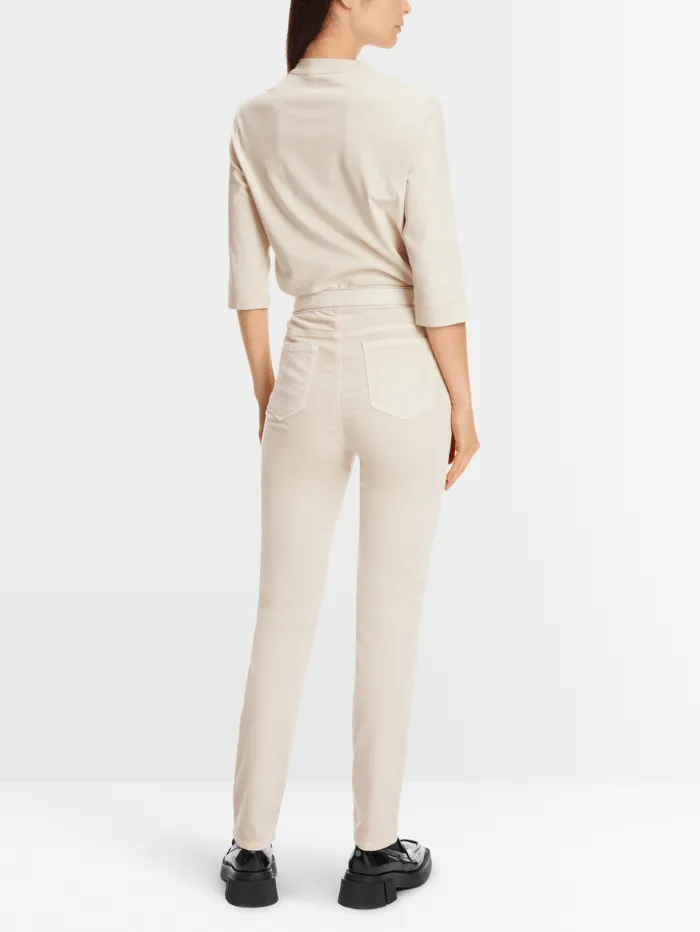 Marc Cain Collections SIENA Velvet Pull On Trousers In Light Beige XC 81.31 W48 Col 182