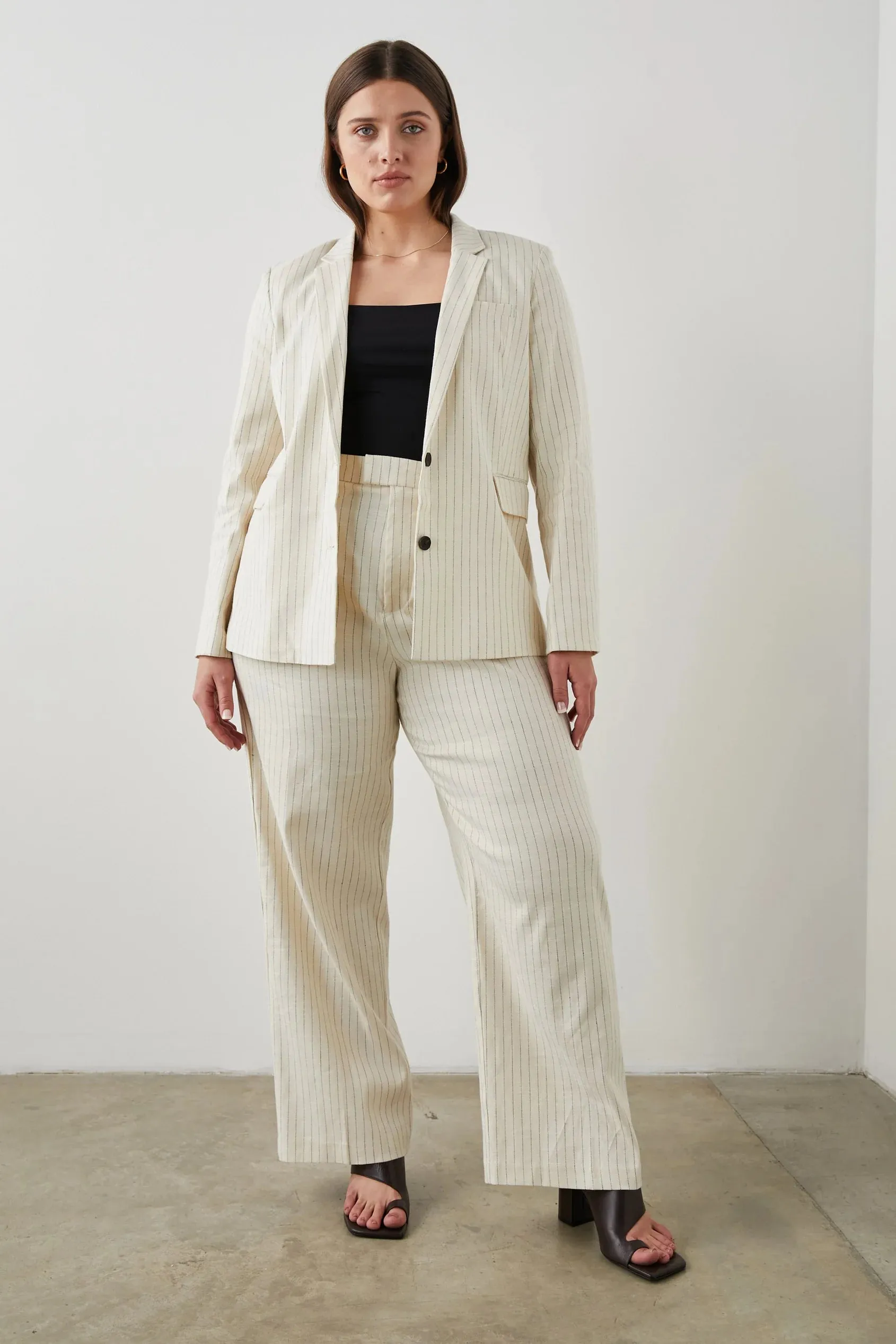 Marnie Trousers Ivory Pinstripe