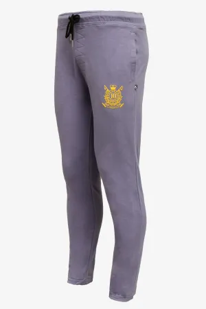 Men Solid Trouser With Printed Emblem