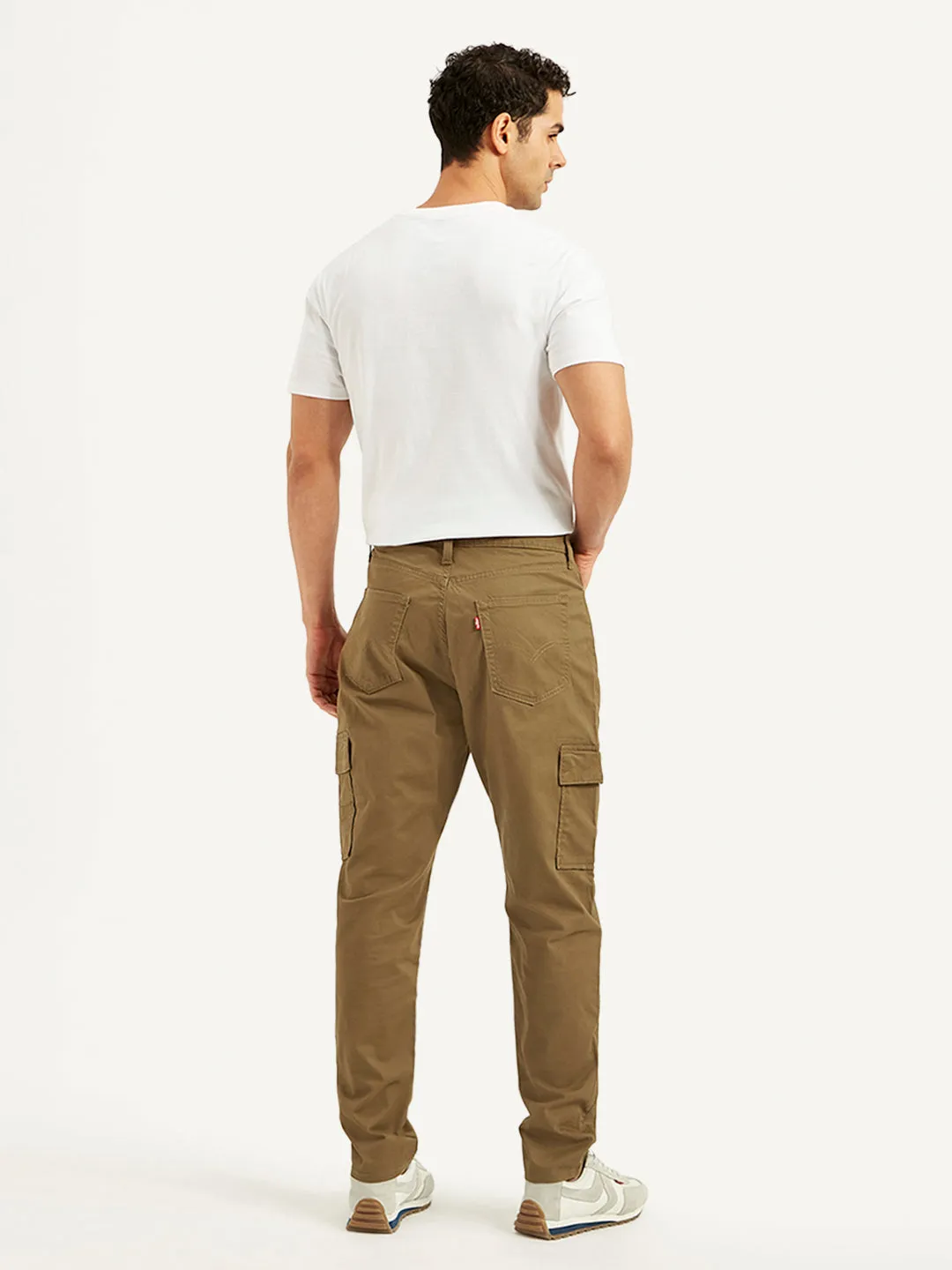 Men's Khaki Straight Fit Cargo Trousers