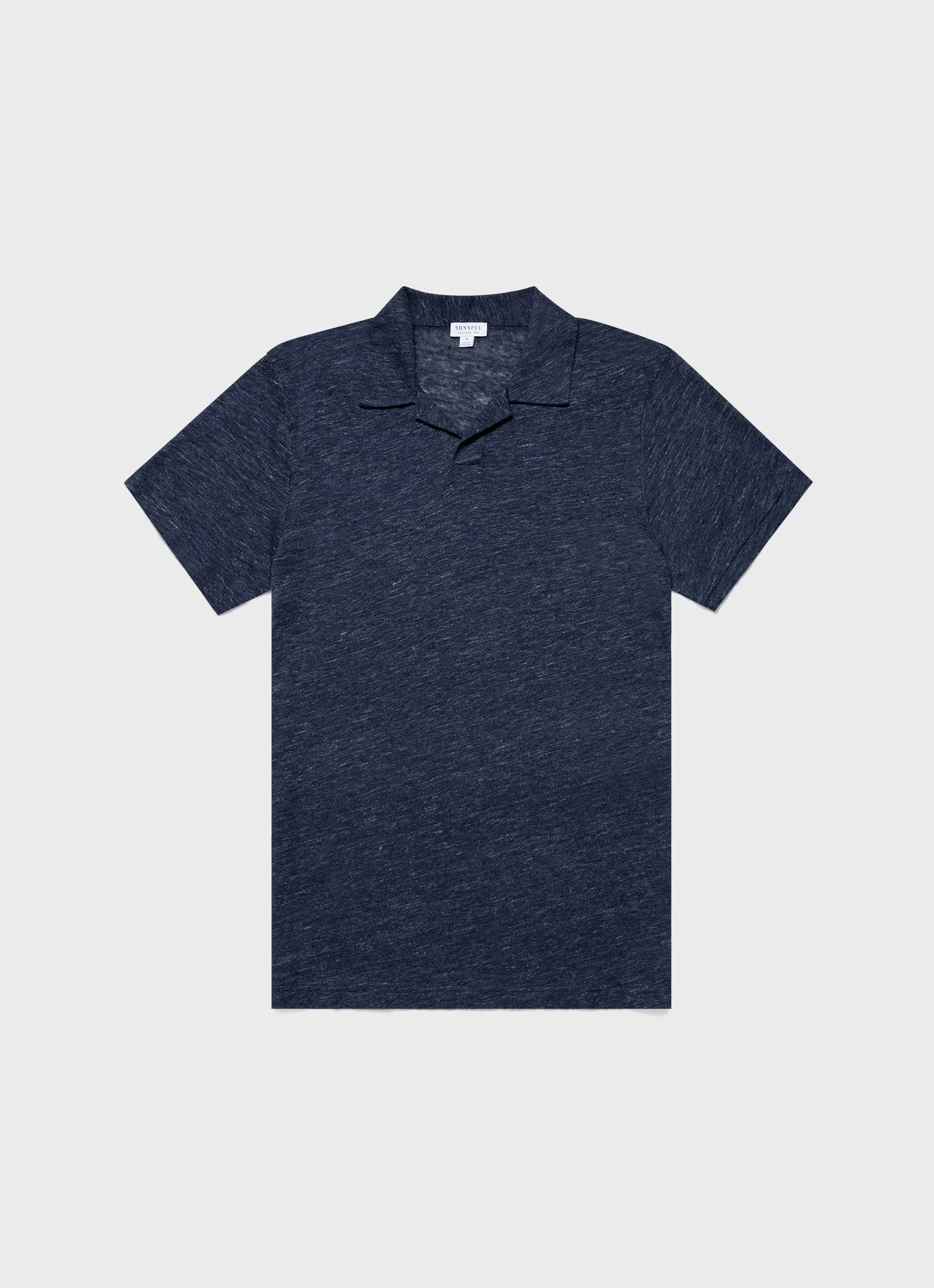 Men's Linen Polo Shirt in Navy Melange