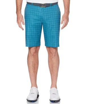 Mens Stretch Plaid Print Short