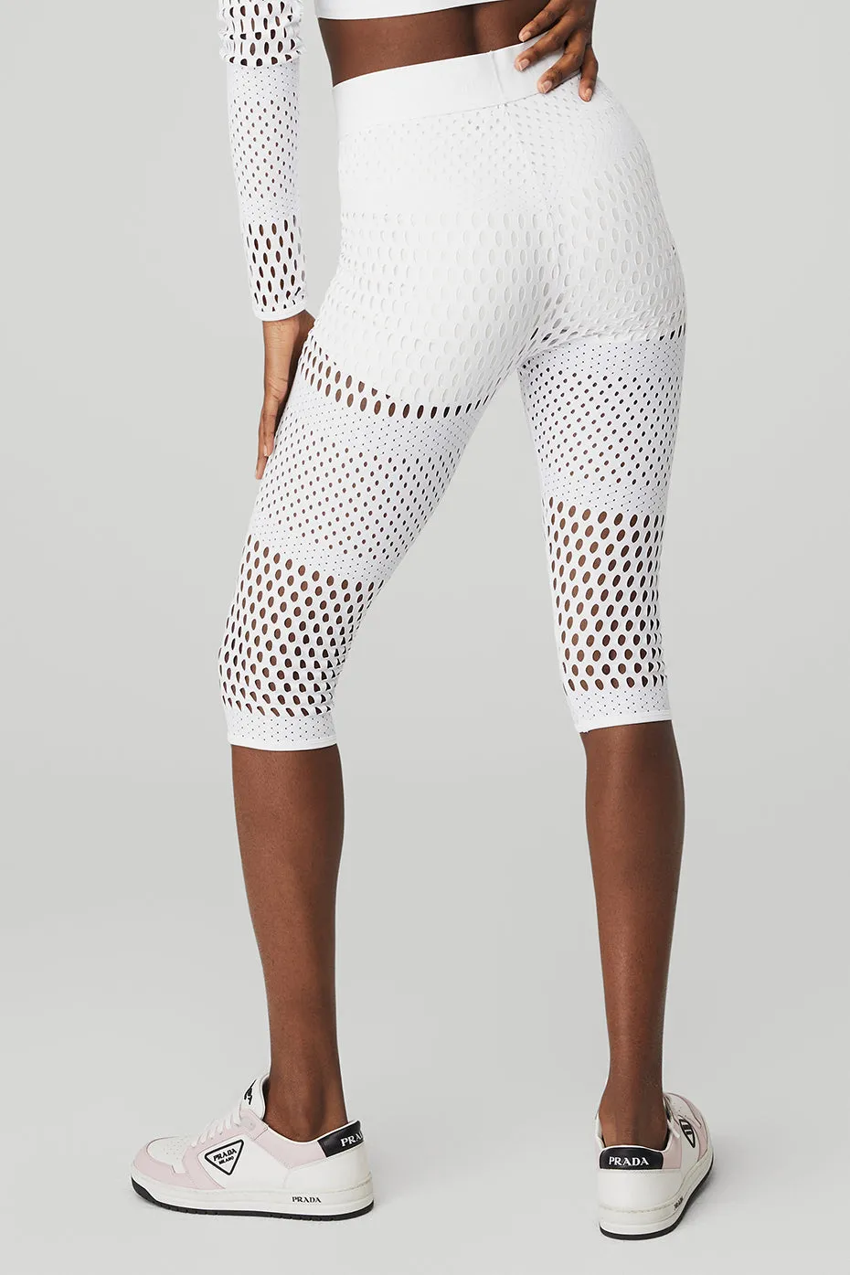 Mesh High-Waist Haute Summer Capri - White