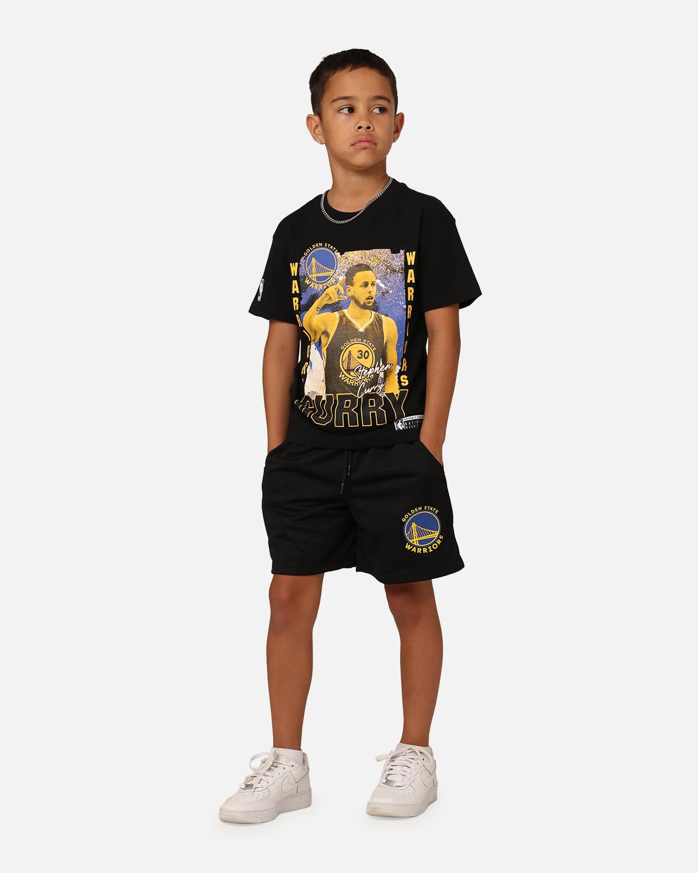 NBA Kids' Golden State Warriors Team Mesh Shorts Black