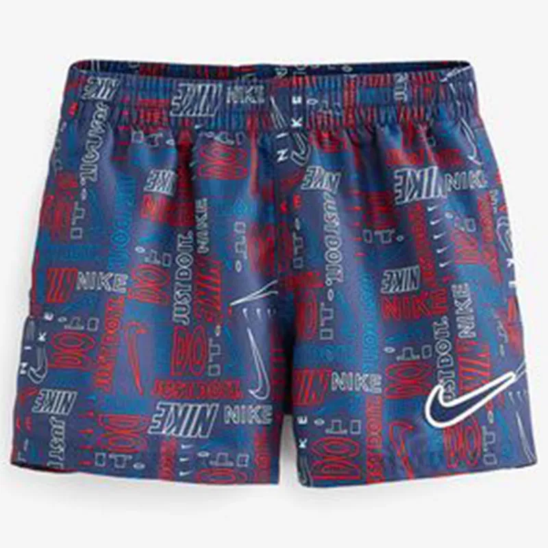 Nike - Logo Mash-Up Breaker 4" Volley Short (Midnight Navy) - Boys