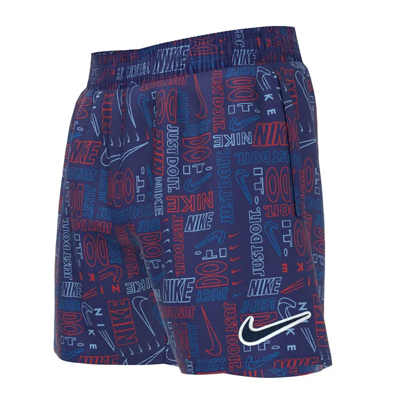 Nike - Logo Mash-Up Breaker 4" Volley Short (Midnight Navy) - Boys