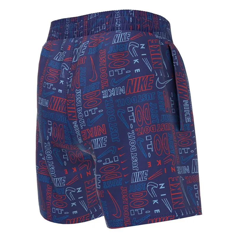 Nike - Logo Mash-Up Breaker 4" Volley Short (Midnight Navy) - Boys