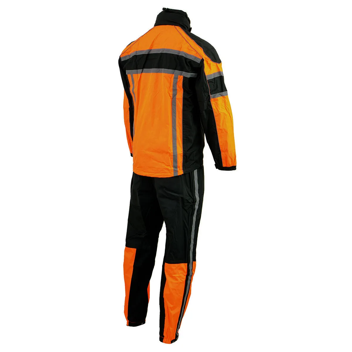 ORANGE SH233102 Men's Black and Orange Water Resistant Rain Suit with Reflective Tape