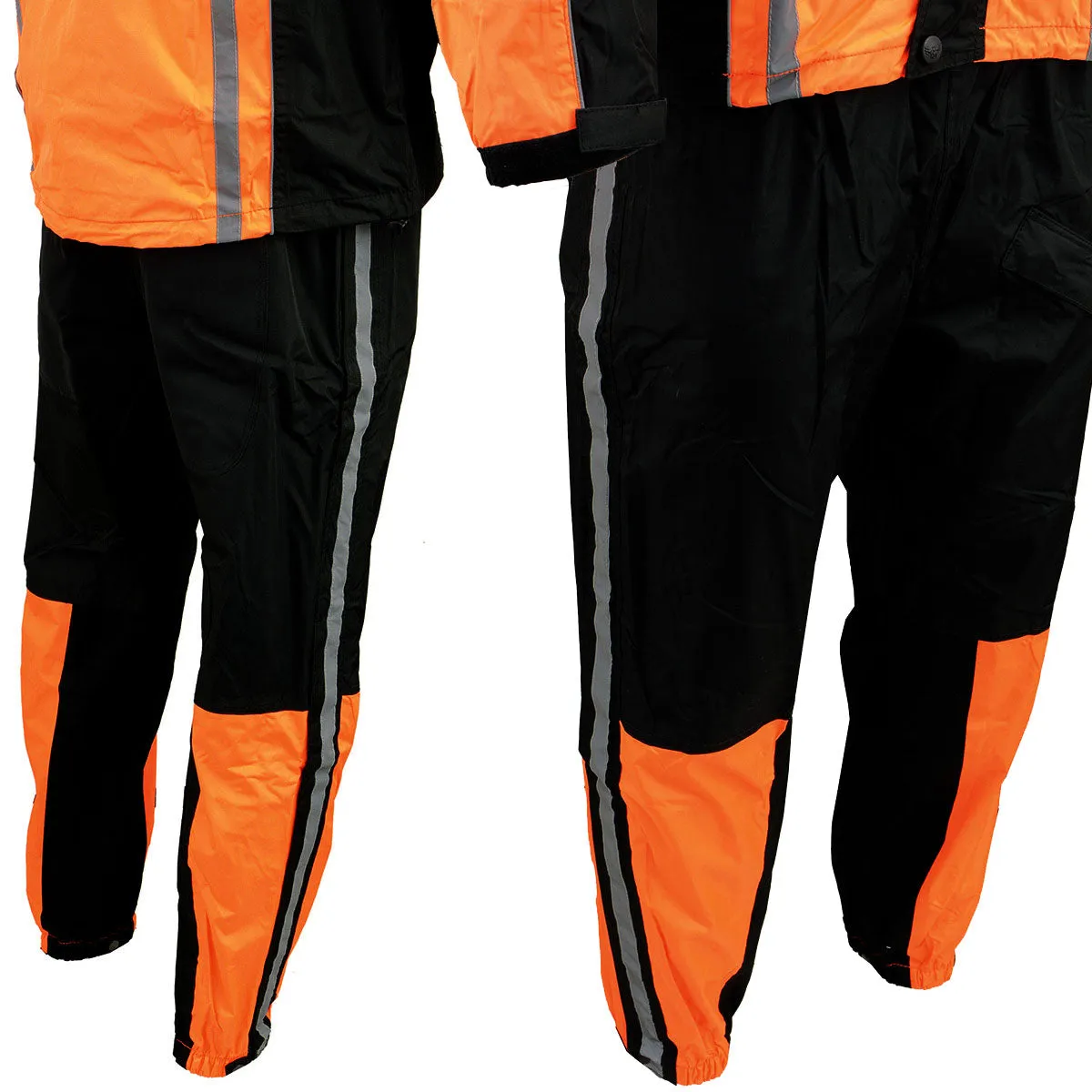 ORANGE SH233102 Men's Black and Orange Water Resistant Rain Suit with Reflective Tape