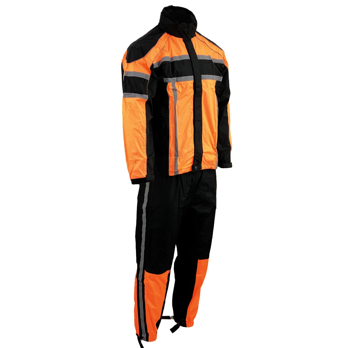 ORANGE SH233102 Men's Black and Orange Water Resistant Rain Suit with Reflective Tape