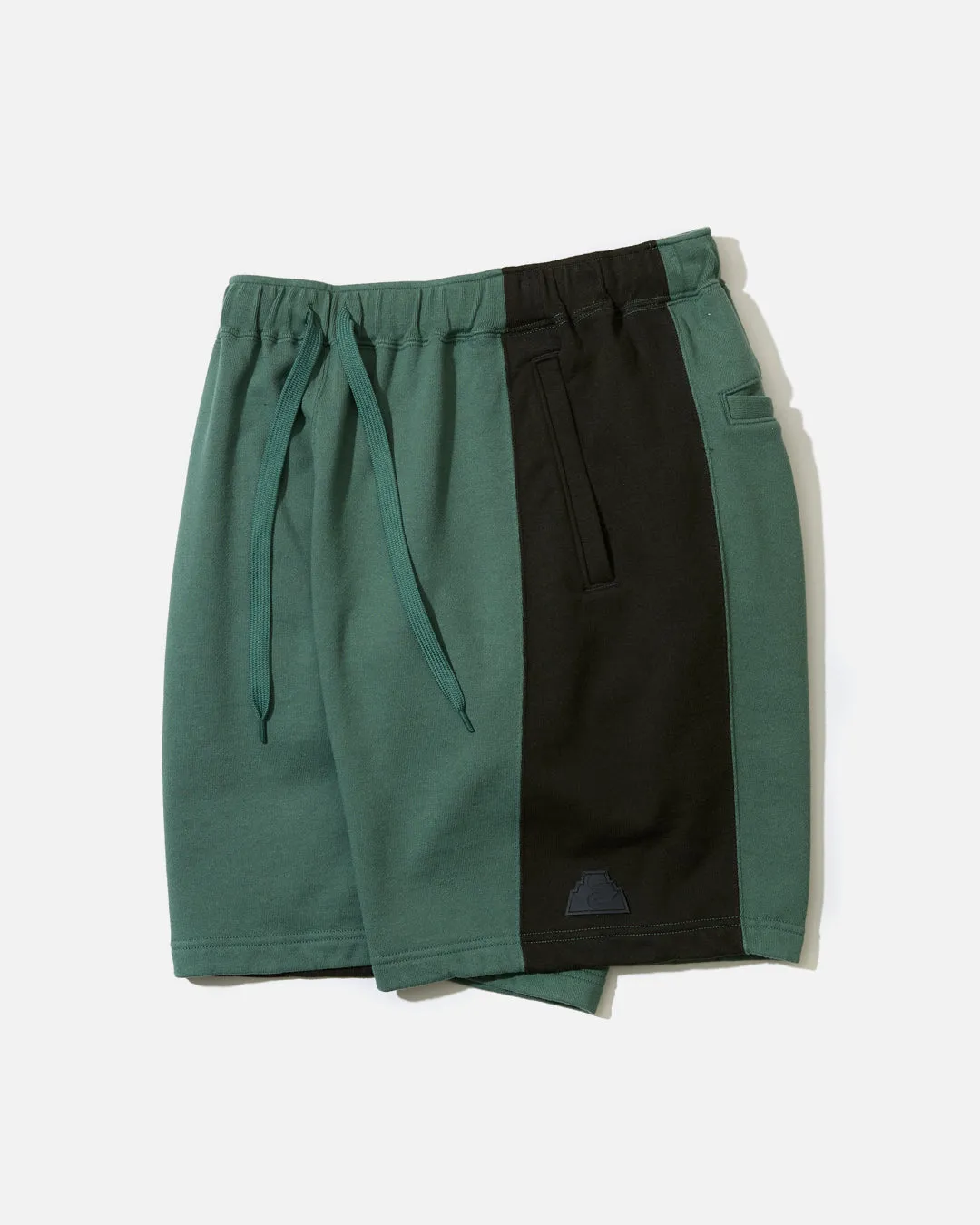 Paneled Two Tone Jog Shorts - Green