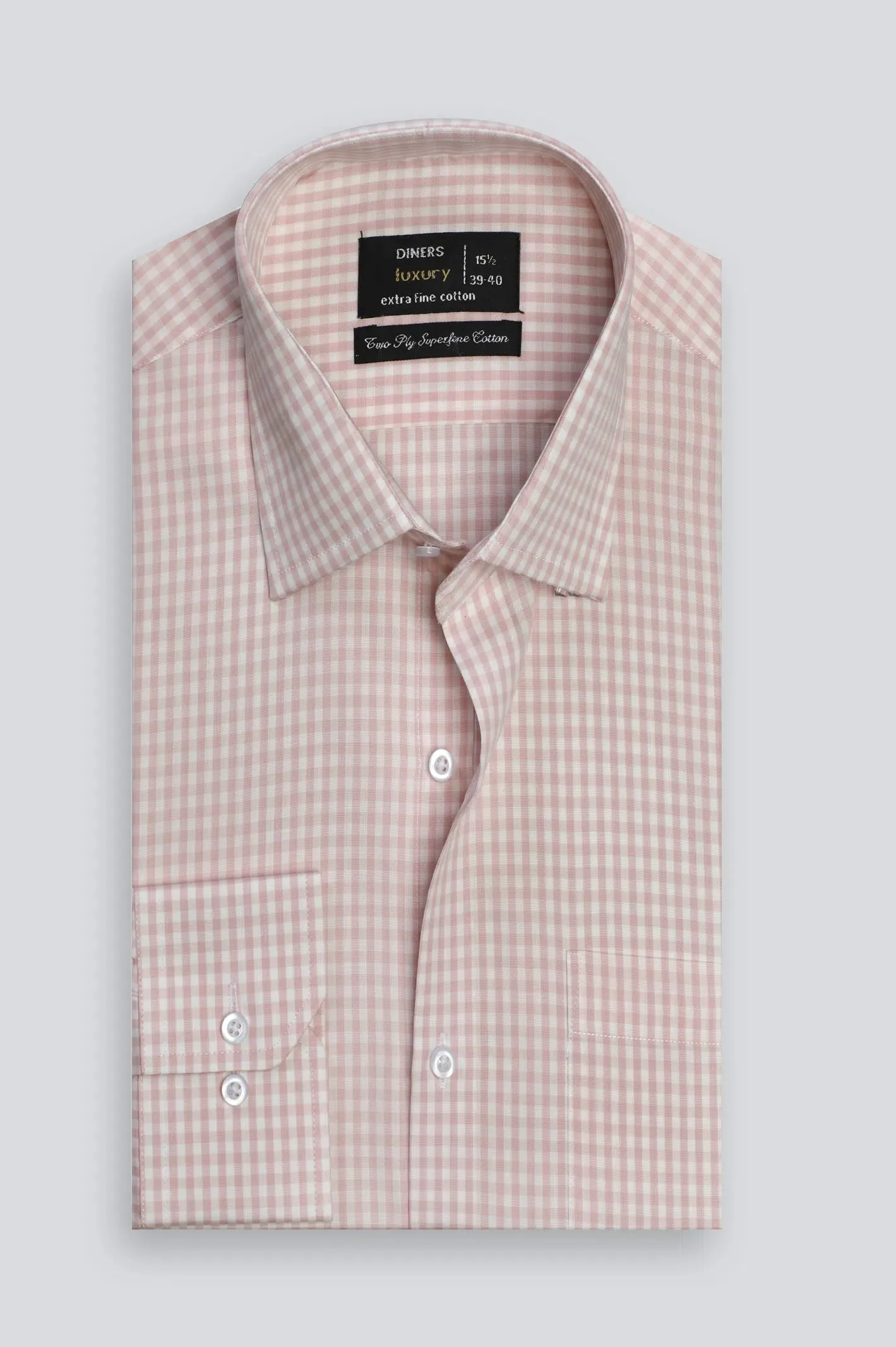 Peach Mini Check Formal Shirt