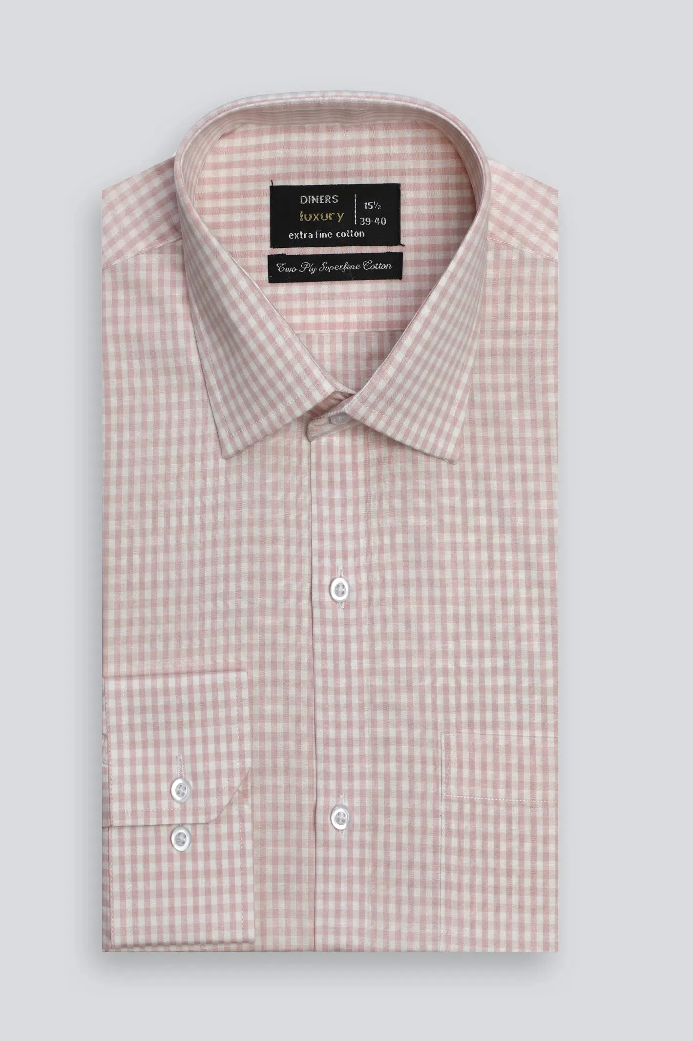 Peach Mini Check Formal Shirt