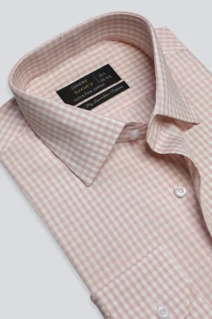 Peach Mini Check Formal Shirt