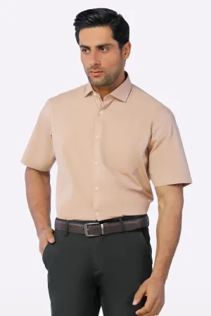 Peach Plain Formal Shirt (Half Sleeves)