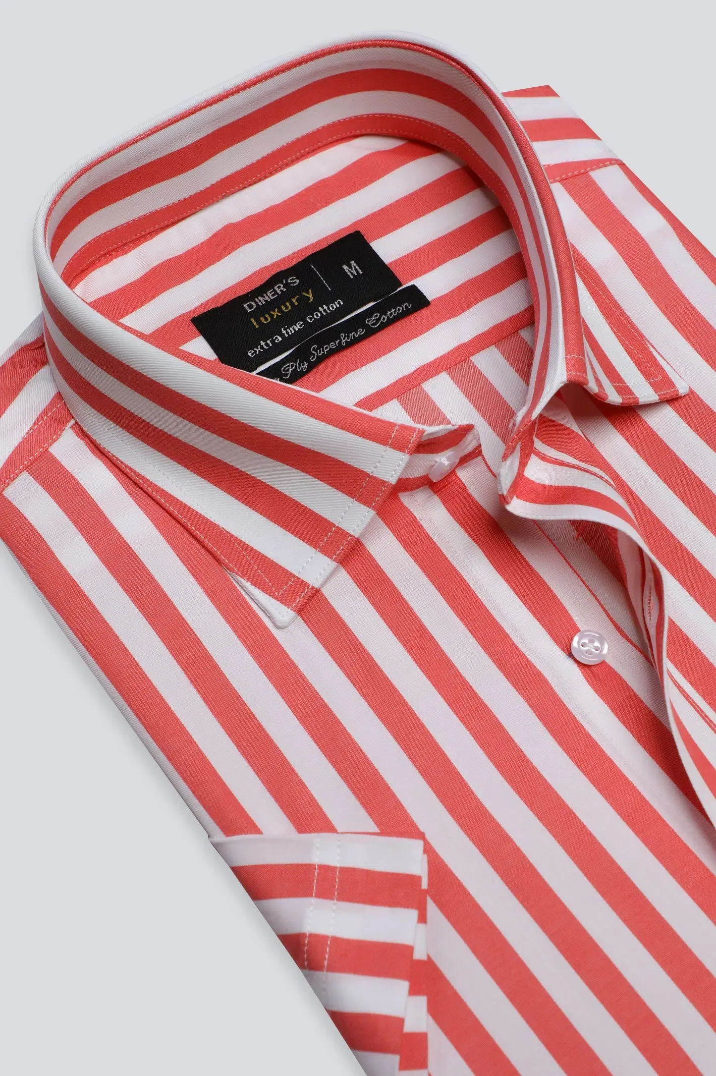 Pink Awning Stripe Formal Shirt (Half Sleeves)