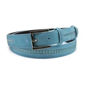 Powder Blue Pfeiffer Suede Insert Swarovski Crystal Narrow Belt