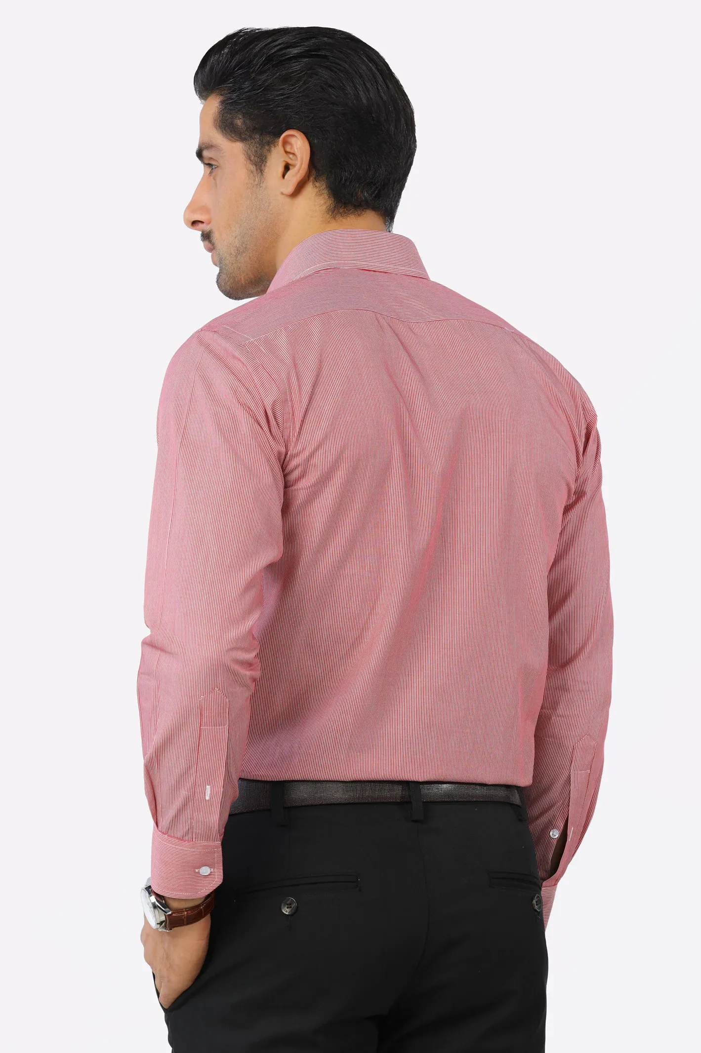 Red Hairline Stripe Formal Shirt