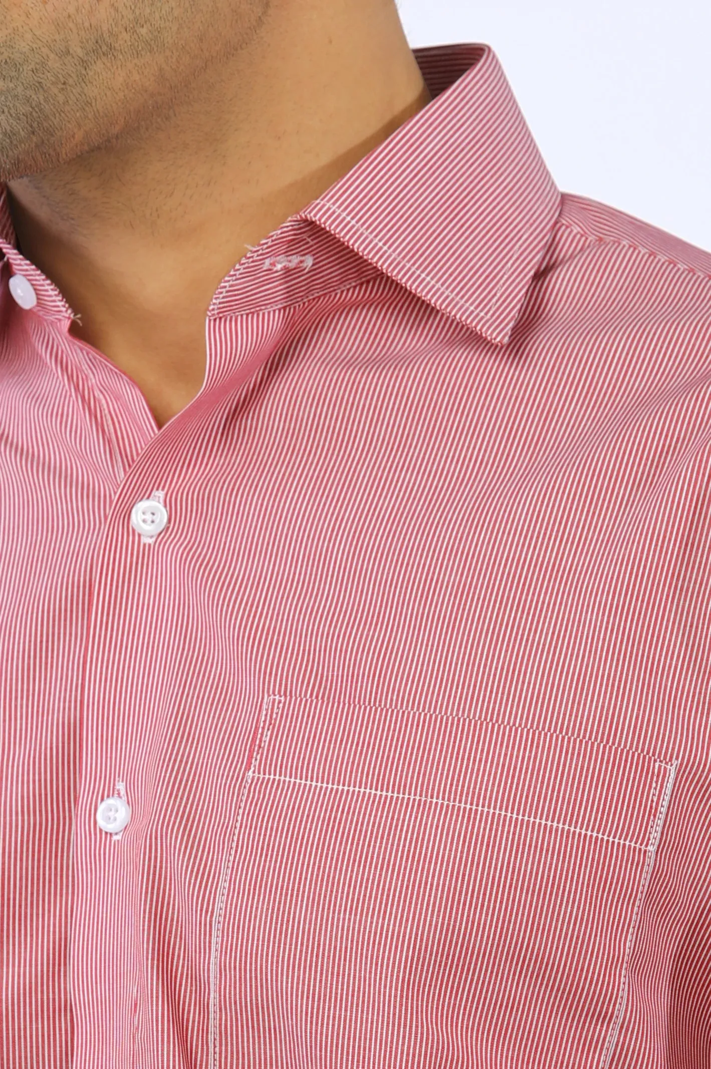 Red Hairline Stripe Formal Shirt