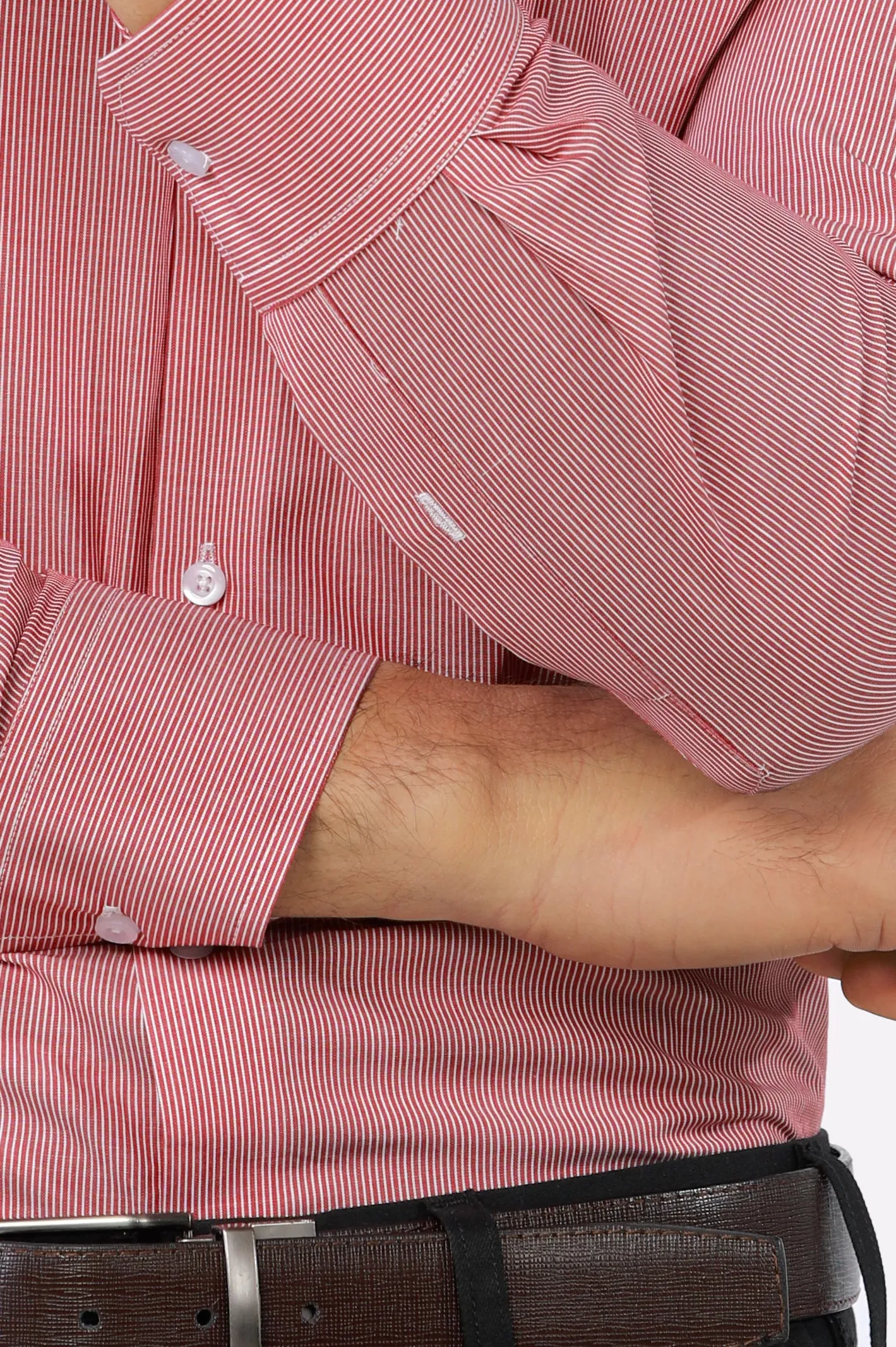 Red Hairline Stripe Formal Shirt