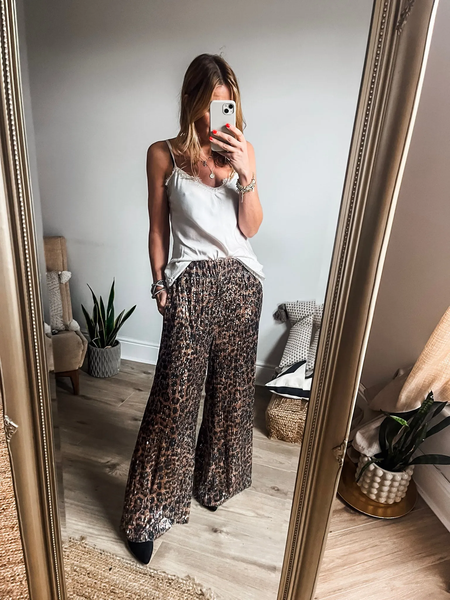 Sequin Leopard Trousers