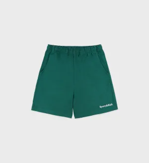 Serif Logo Gym Short - Alpine/White