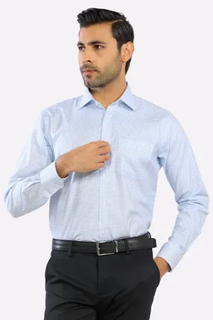 Sky Blue Windowpane Check Formal Shirt