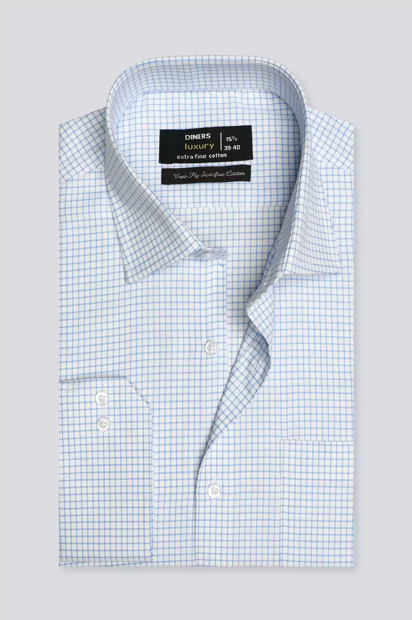 Sky Blue Windowpane Check Formal Shirt