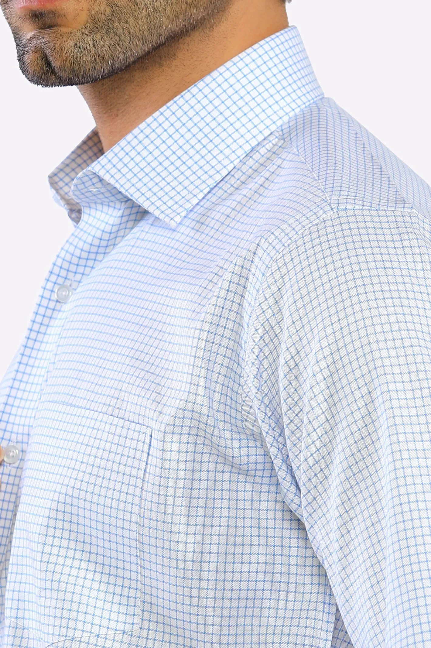 Sky Blue Windowpane Check Formal Shirt