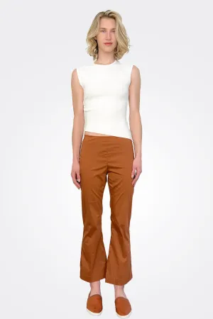 Stretch Poplin Trousers - Brown