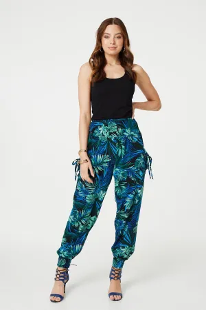 Tropical Print High Waist Harem Pants