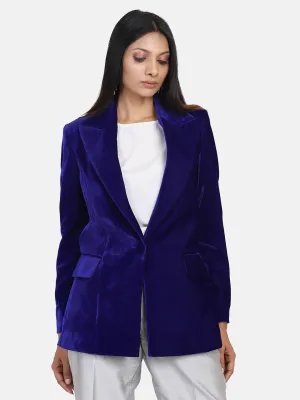 Velvet Blazer - Royal Blue