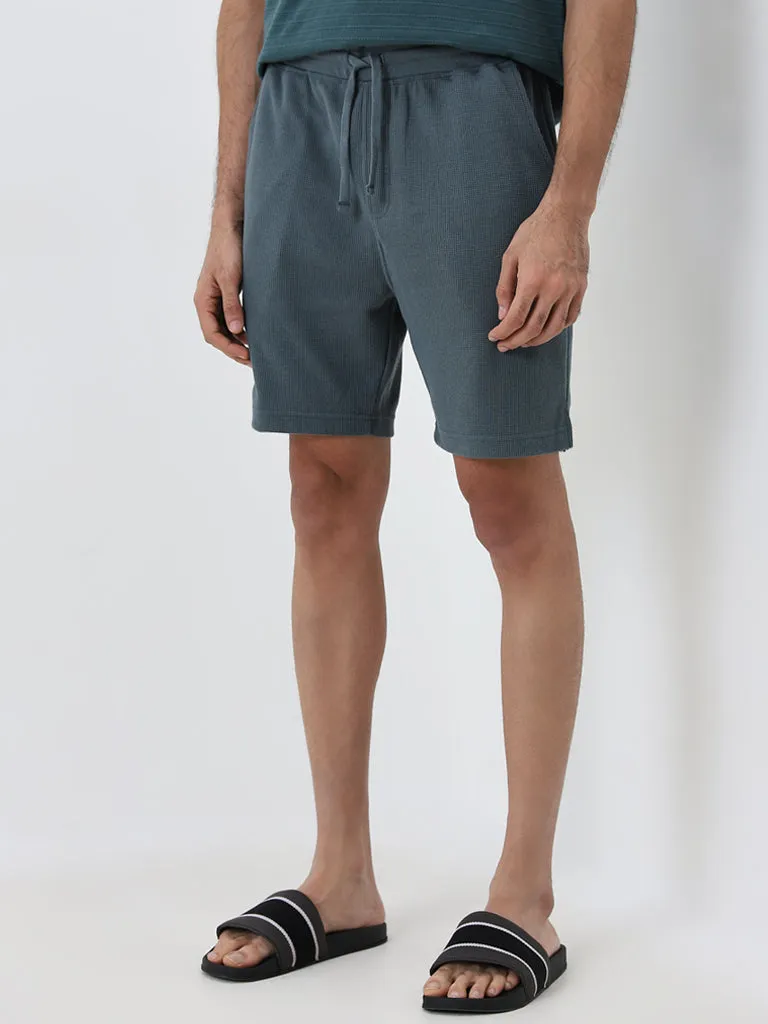 WES Lounge Dark Sage Relaxed-Fit Cotton Blend Shorts