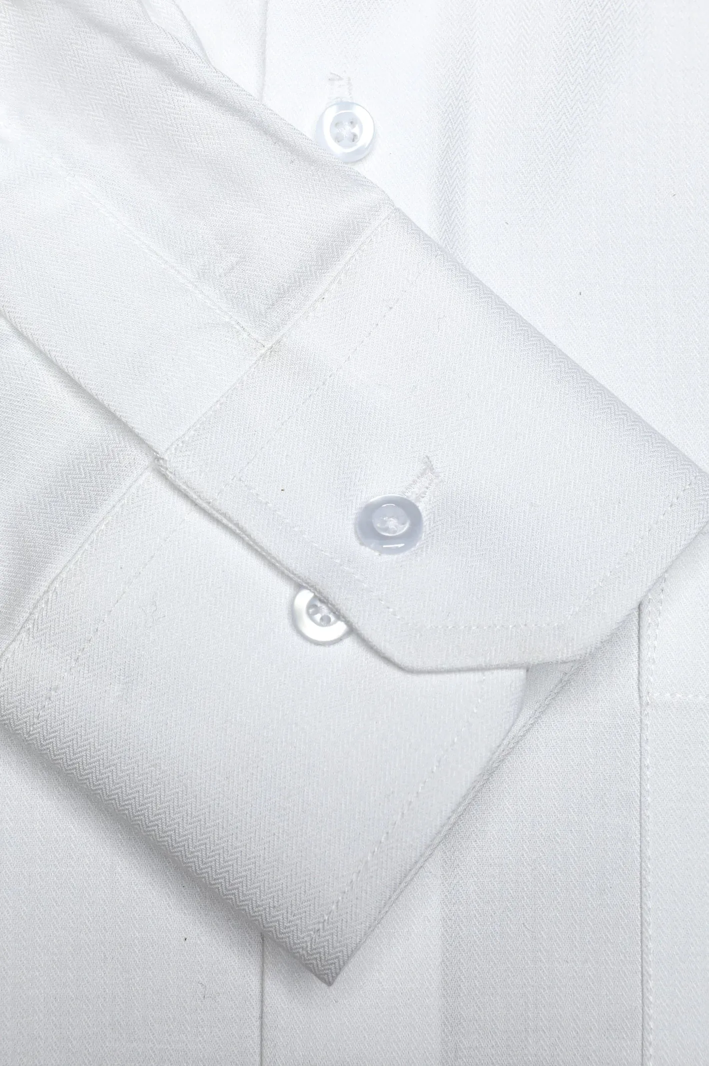 White Herringbone Textured Formal Shirt