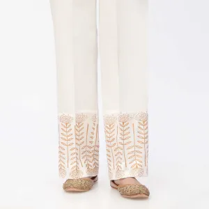 White Printed Cambric Straight Fit Trouser PS3549