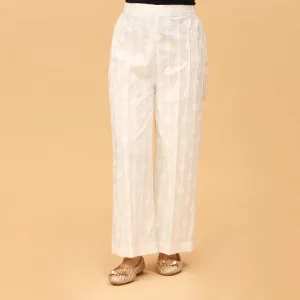 White Puff Printed Cambric Trouser PW3592