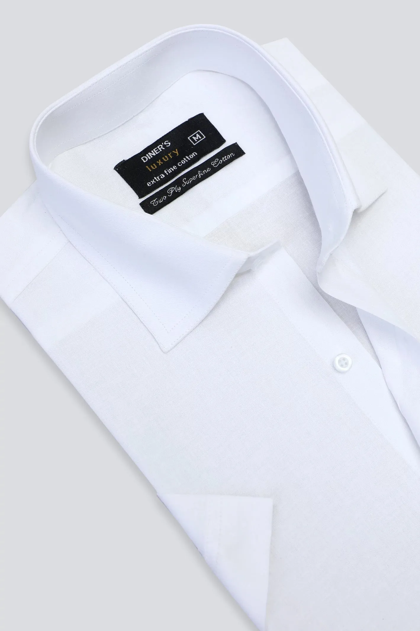 White Self Textured Formal Shirt (Half Sleeves)