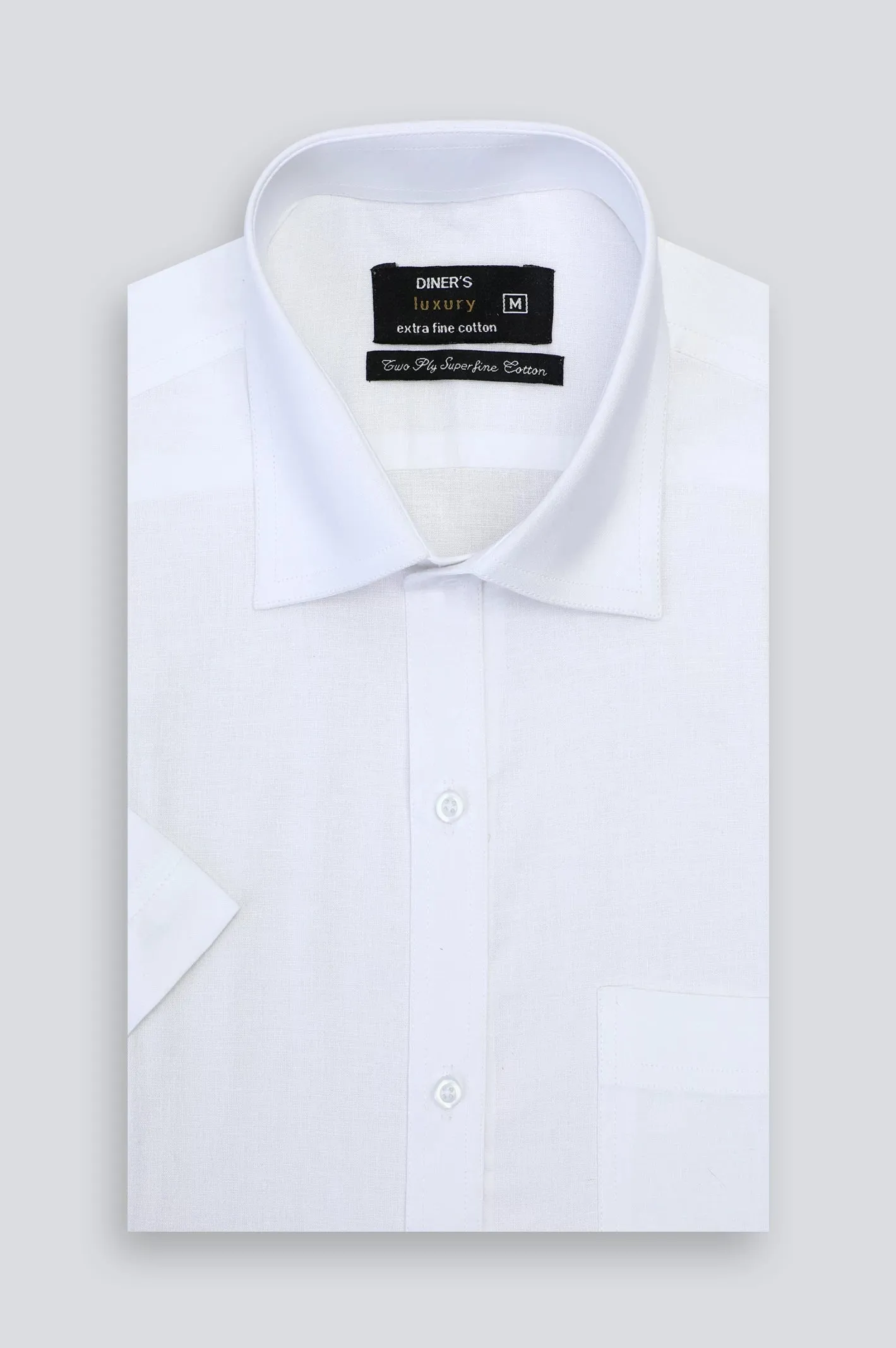 White Self Textured Formal Shirt (Half Sleeves)