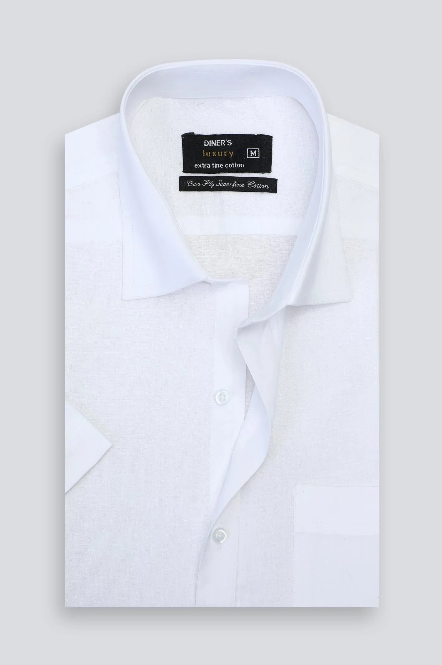 White Self Textured Formal Shirt (Half Sleeves)