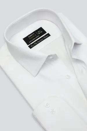 White Twill Textured Formal Shirt