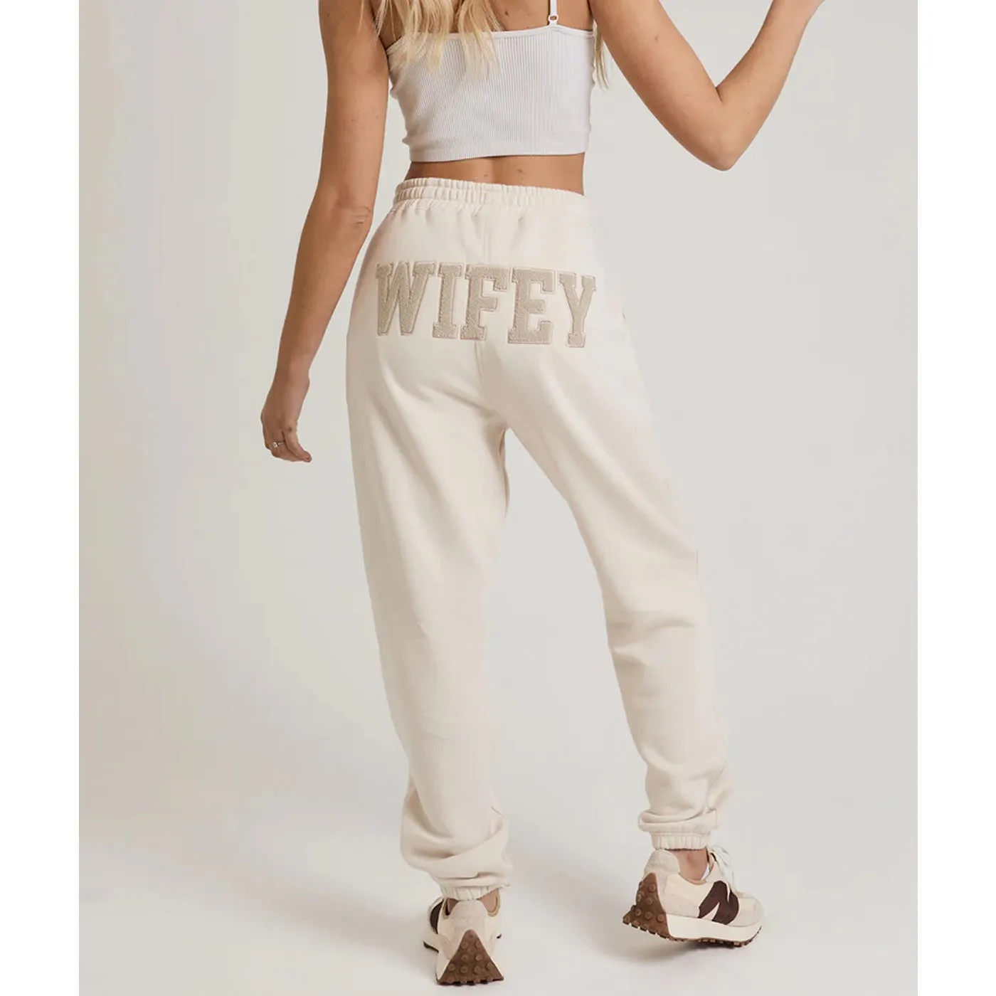 Wifey Teddy Sweatpants - Champagne