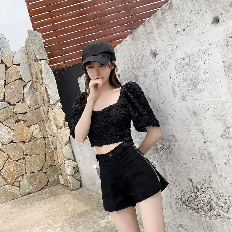 Y2K High Waist Denim Shorts Korean Style