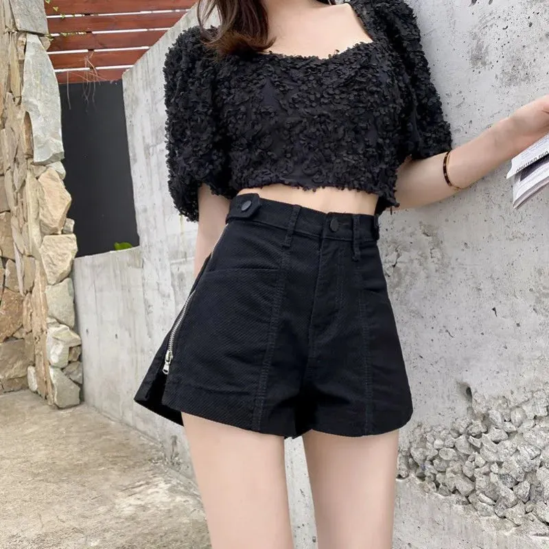 Y2K High Waist Denim Shorts Korean Style